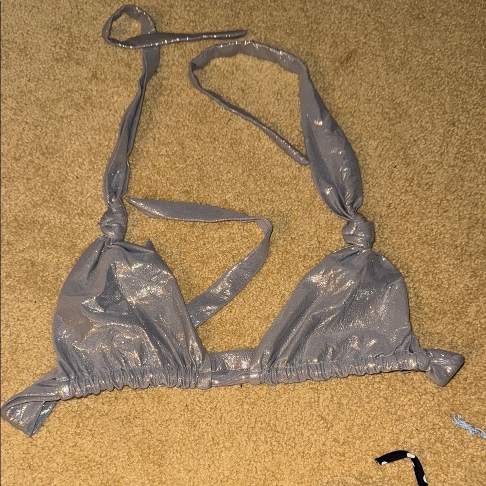 Skims Liquid Shine Swim Knotted Micro Triangle Top